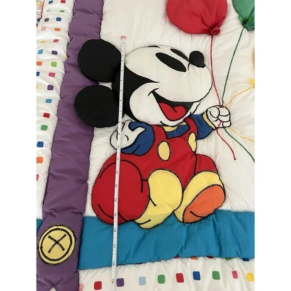 Disney Babies Mickey Mouse Balloons primary colors  Crib Sized Blanket Comforter - Picture 2 of 16